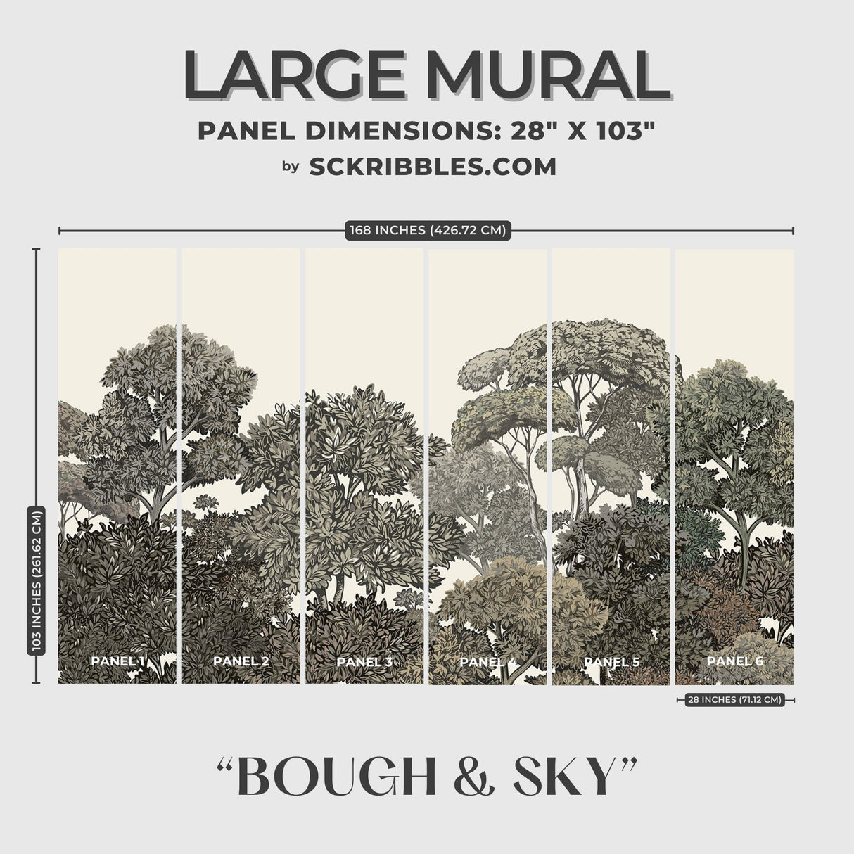 Scenic Trees Forest Landscape Wallpaper Mural {Bough & Sky} Wallpaper Mural Sckribbles