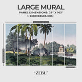 Scenic Tropical Palm Trees with Cattle Wallpaper Mural {Zebu} Wallpaper Mural Sckribbles