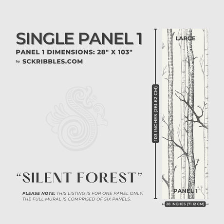 Scenic Landscape Birch Tree Wallpaper Mural {Silent Forest} Wallpaper Mural Sckribbles