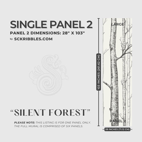 Scenic Landscape Birch Tree Wallpaper Mural {Silent Forest} Wallpaper Mural Sckribbles