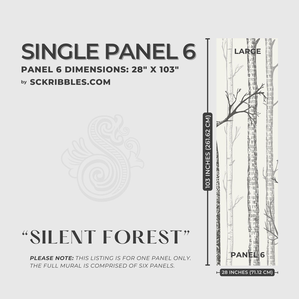 Scenic Landscape Birch Tree Wallpaper Mural {Silent Forest} Wallpaper Mural Sckribbles