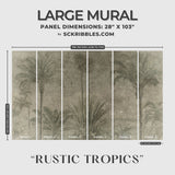 Vintage Muted Weathered Tropical Wallpaper Mural {Rustic Tropics} Wallpaper Mural Sckribbles