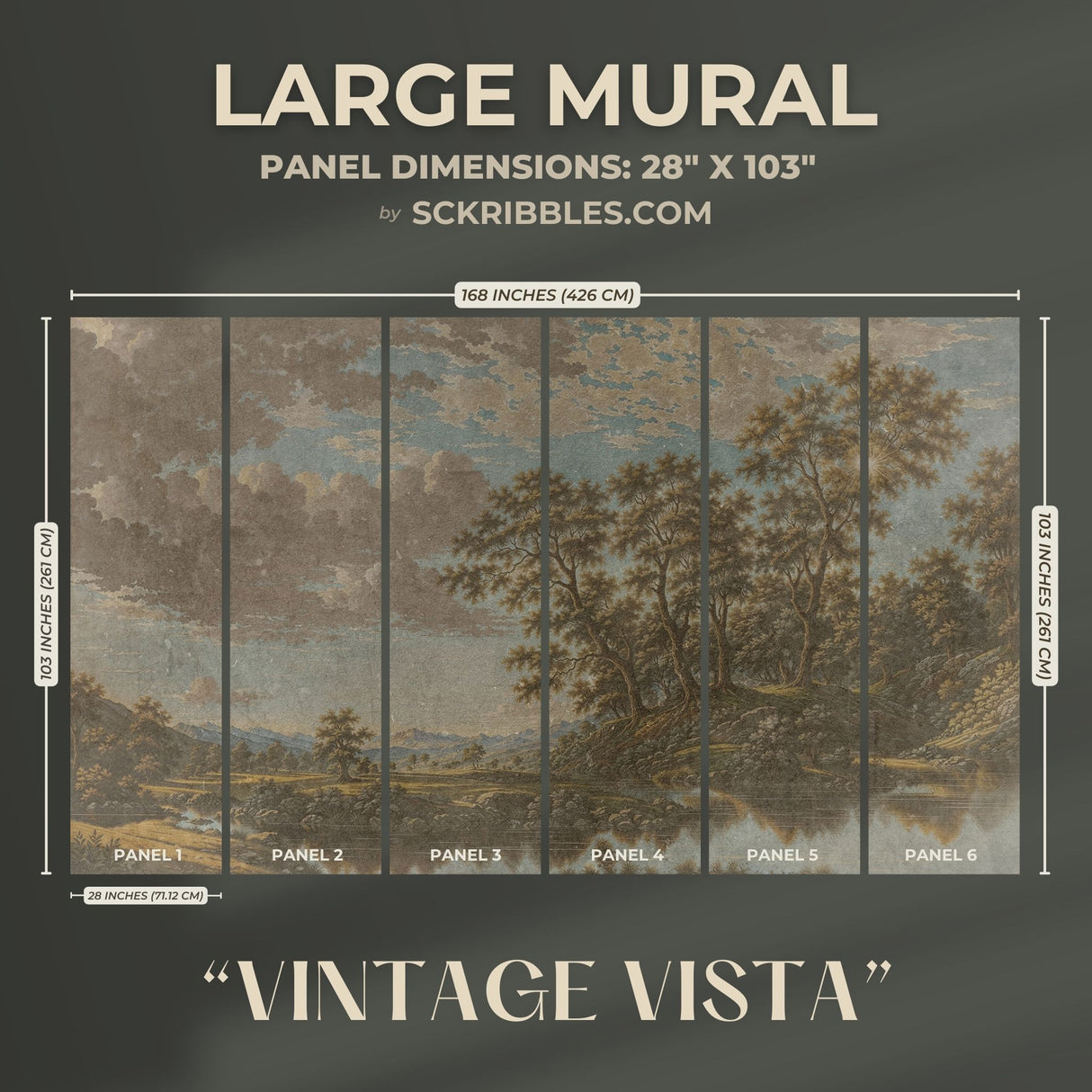 English Scenic Landscape Wallpaper Mural {Vintage Vista} Wallpaper Sckribbles   