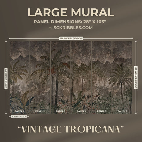 Neutral Weathered Tropical Palm Trees Wallpaper Mural {Vintage Tropicana} Wallpaper Sckribbles   