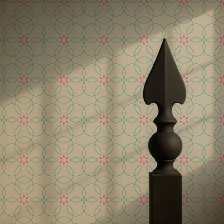 Bloomatrix | Geometrical Floral Retro Wallpaper Wallpaper Sckribbles