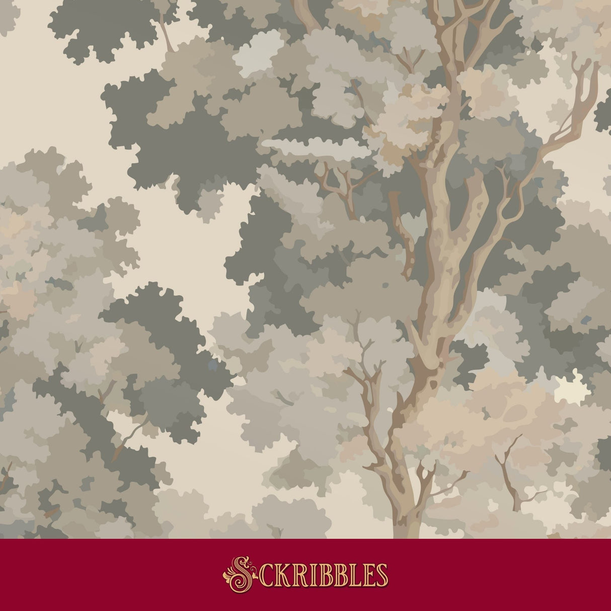 Light-toned vintage trees wallpaper.