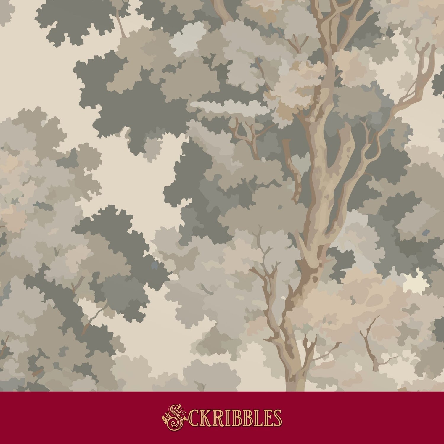Light-toned vintage trees wallpaper.
