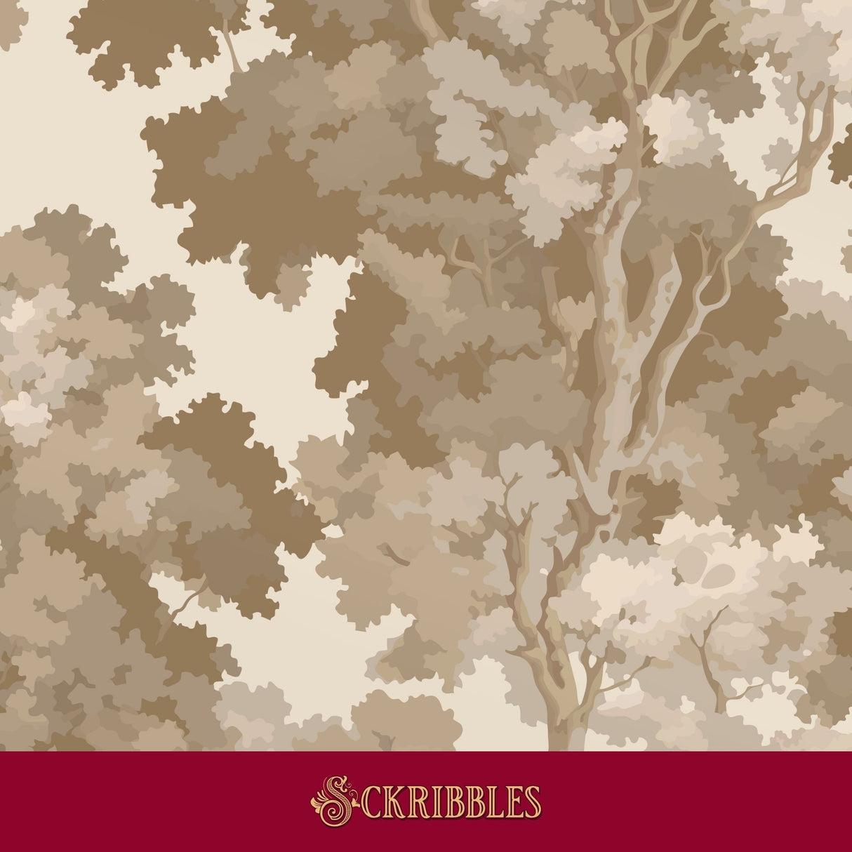 Light neutral-toned sepia tree wallpaper.
