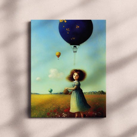 Whimsical Playful Wall Art Canvas {Girl with Balloon V3} Canvas Wall Art Sckribbles   