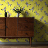 Bold Bright Yellow Maximalist Zebra Wallpaper {Tiny Trotters} Wallpaper Sckribbles   