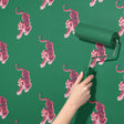 Bright Green & Pink Maximalist Tiger Wallpaper {Paradise Prowl} Wallpaper Sckribbles   