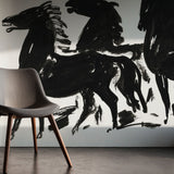 Bold Dramatic Black & White Wallpaper Mural {Black Horses} Wallpaper Mural Sckribbles