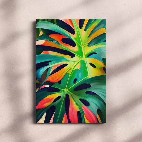 Colorful Monstera Deliciosa Swiss Cheese Wall Art Canvas {Monstera Love} Canvas Wall Art Sckribbles   