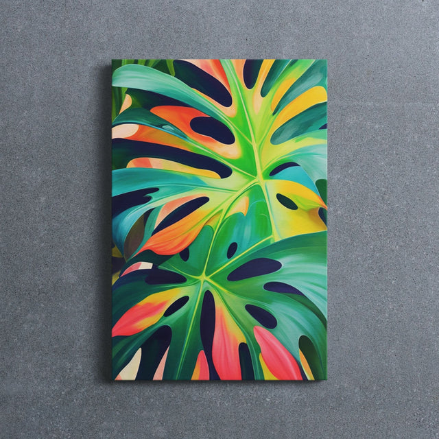 Colorful Monstera Deliciosa Swiss Cheese Wall Art Canvas {Monstera Love} Canvas Wall Art Sckribbles   