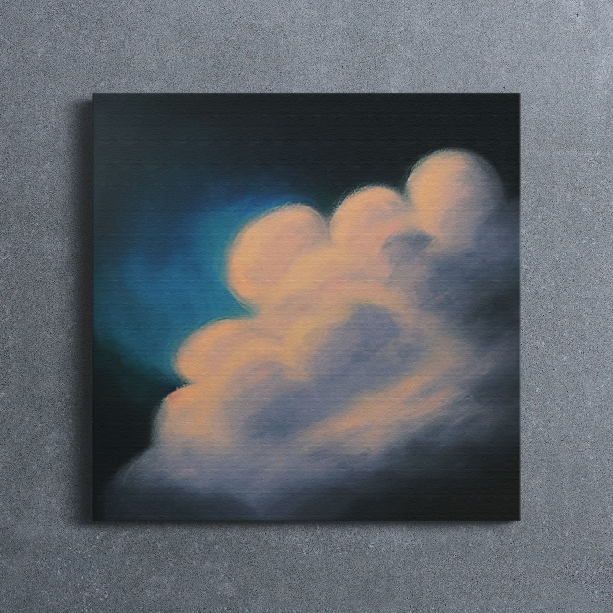 Deep Sad Moody Cloud on Dark Blue Sky Background Canvas Wall Art {The Silver Lining} Canvas Wall Art Sckribbles   