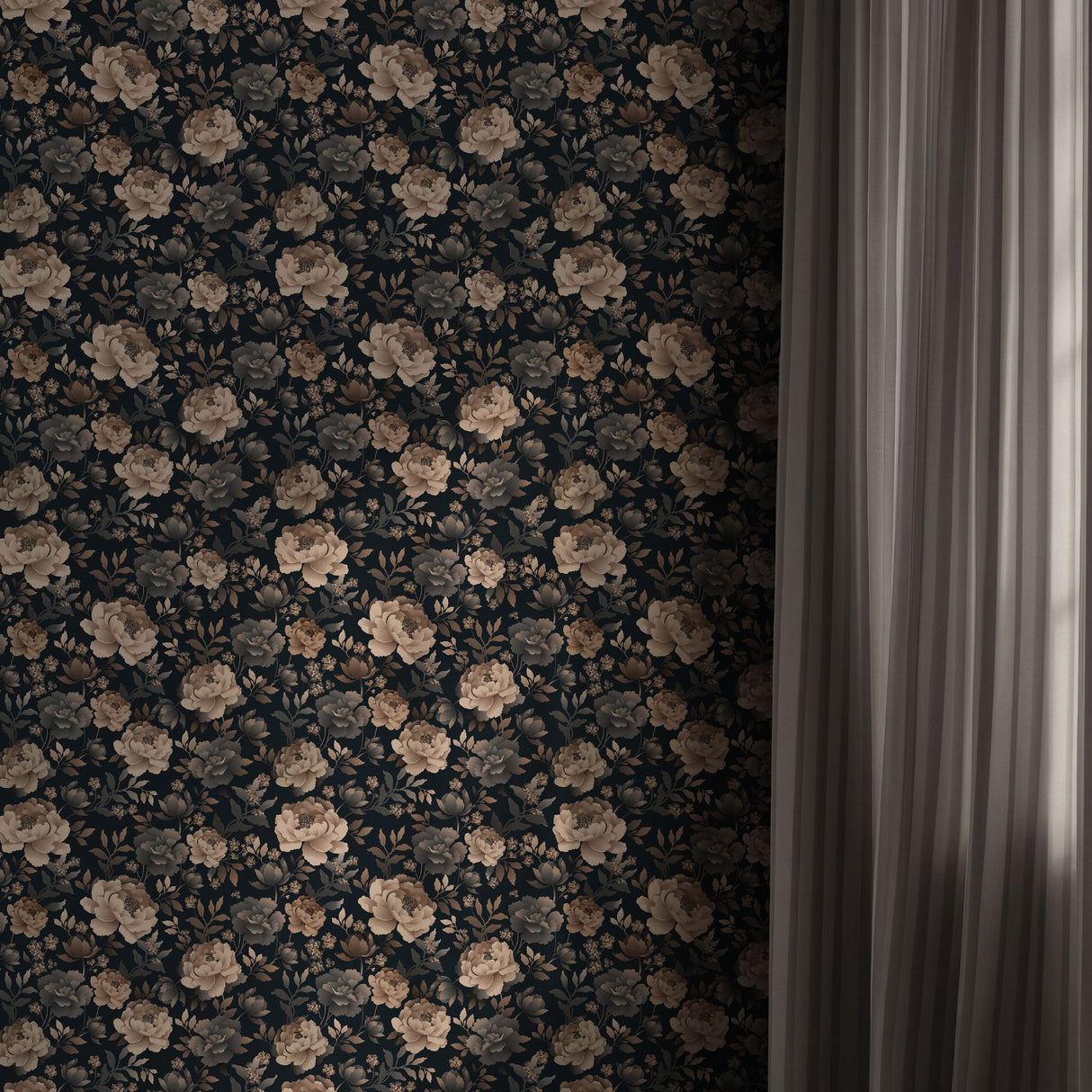 Dark Academia Moody Floral Wallpaper {Moonlit Garden} Wallpaper Sckribbles