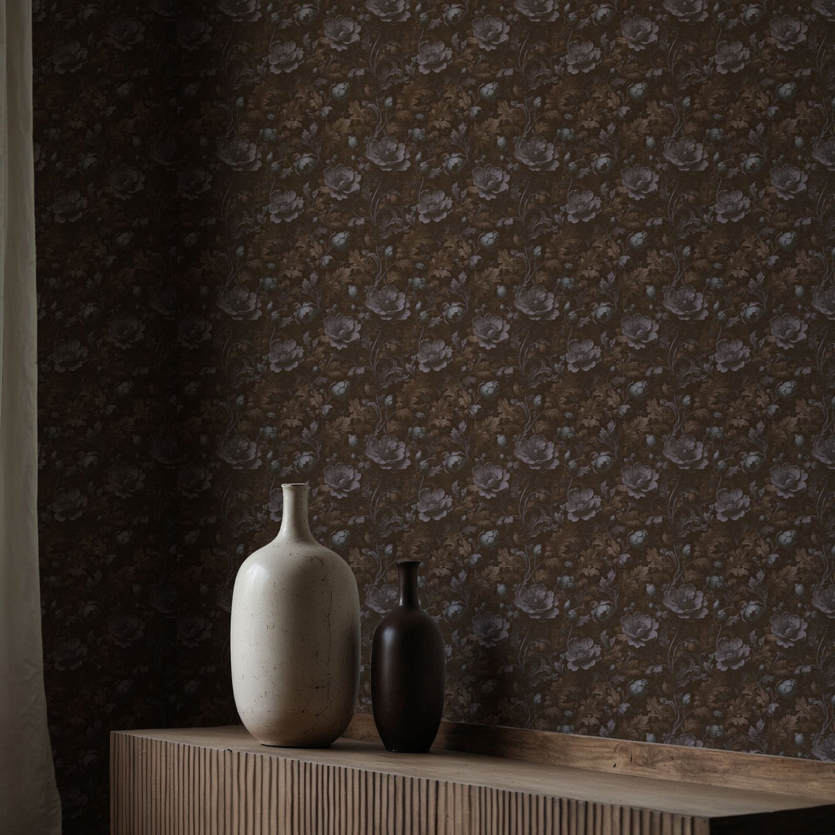 Feminine Elegant Antique Dark Floral Wallpaper {Fleur de Luxe} Wallpaper Sckribbles   