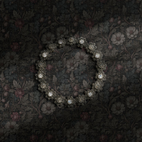 Moody gray dark academia floral wallpaper.
