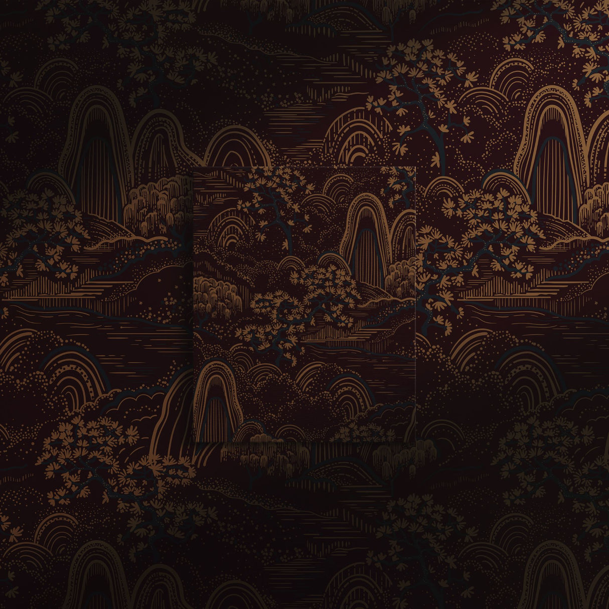 Moody Botanical Scenic Asian Wallpaper {Serene Ascend} Wallpaper Sckribbles