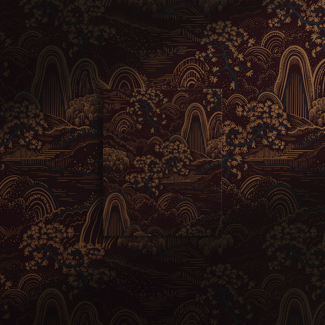 Moody Botanical Scenic Asian Wallpaper {Serene Ascend} Wallpaper Sckribbles