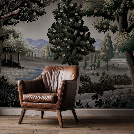 Moody Scenic Fruit Trees Landscape Wallpaper Mural {Wild Orchard} Wallpaper Mural Sckribbles