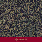 Moody blue botanical wallpaper.