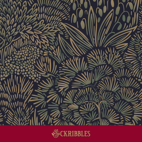 Moody blue botanical wallpaper.