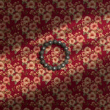 Moody red tropical wallpaper with flowers and hummingbirds.