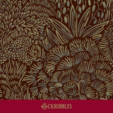 Moody warm brown botanical wallpaper.
