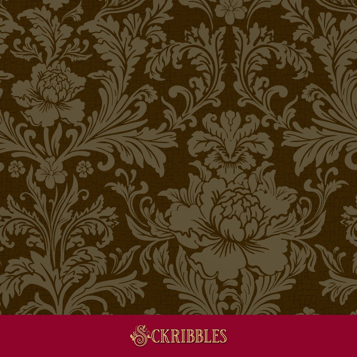 Moody warm brown damask wallpaper.