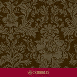 Moody warm brown damask wallpaper.