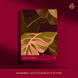 Moody warm tropical banana leaf wallpaper sample.