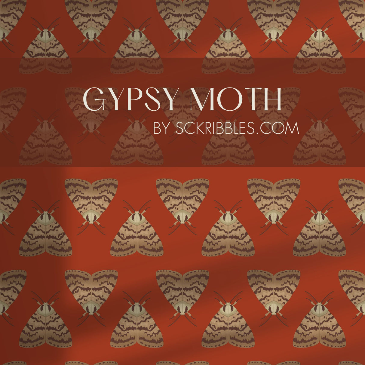 Orange Maximalist Insect Wallpaper {Gypsy Moth} Wallpaper Sckribbles