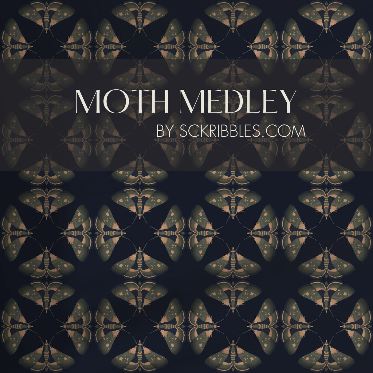 Moody Dark Academia Geometrical Moth Wallpaper {Moth Matrix} Wallpaper Sckribbles Peel & Stick - (Budget) Sample 14'' x 14'' / 35 x 35 cm Moth Medley