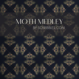 Moody Dark Academia Geometrical Moth Wallpaper {Moth Matrix} Wallpaper Sckribbles Peel & Stick - (Budget) Sample 14'' x 14'' / 35 x 35 cm Moth Medley