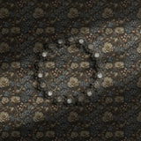 A muted old-world floral wallpaper.