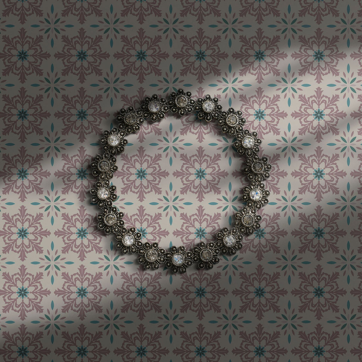 Muted European tile wallpaper.