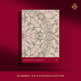 William Morris Ceiling wallpaper sample in neutral beige tones.