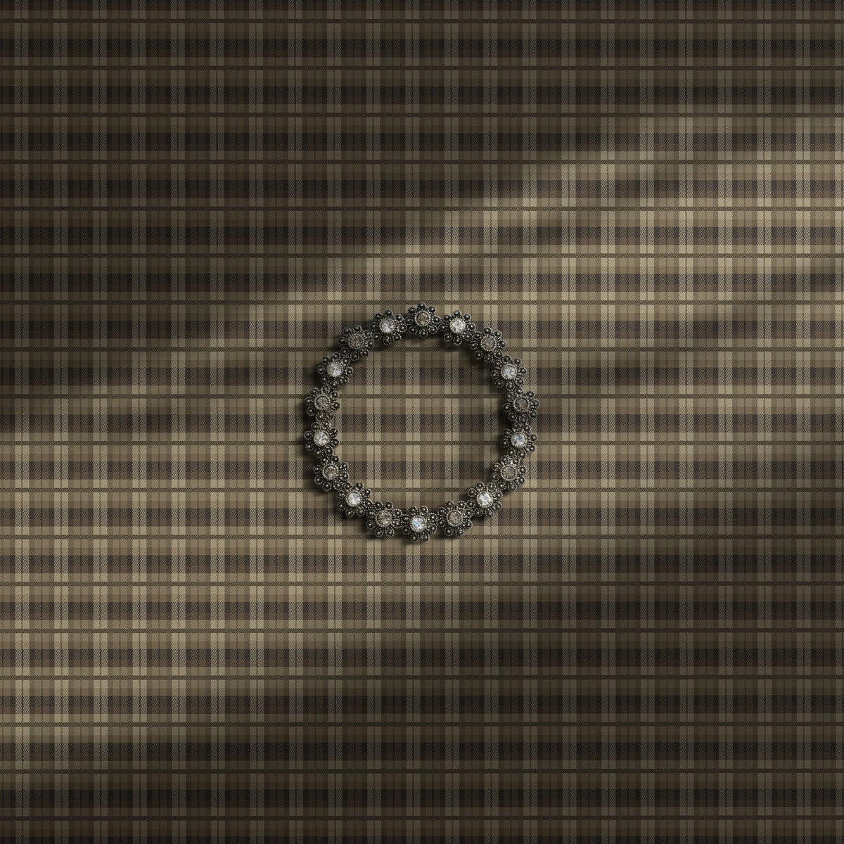 Neutral brown plaid wallpaper.
