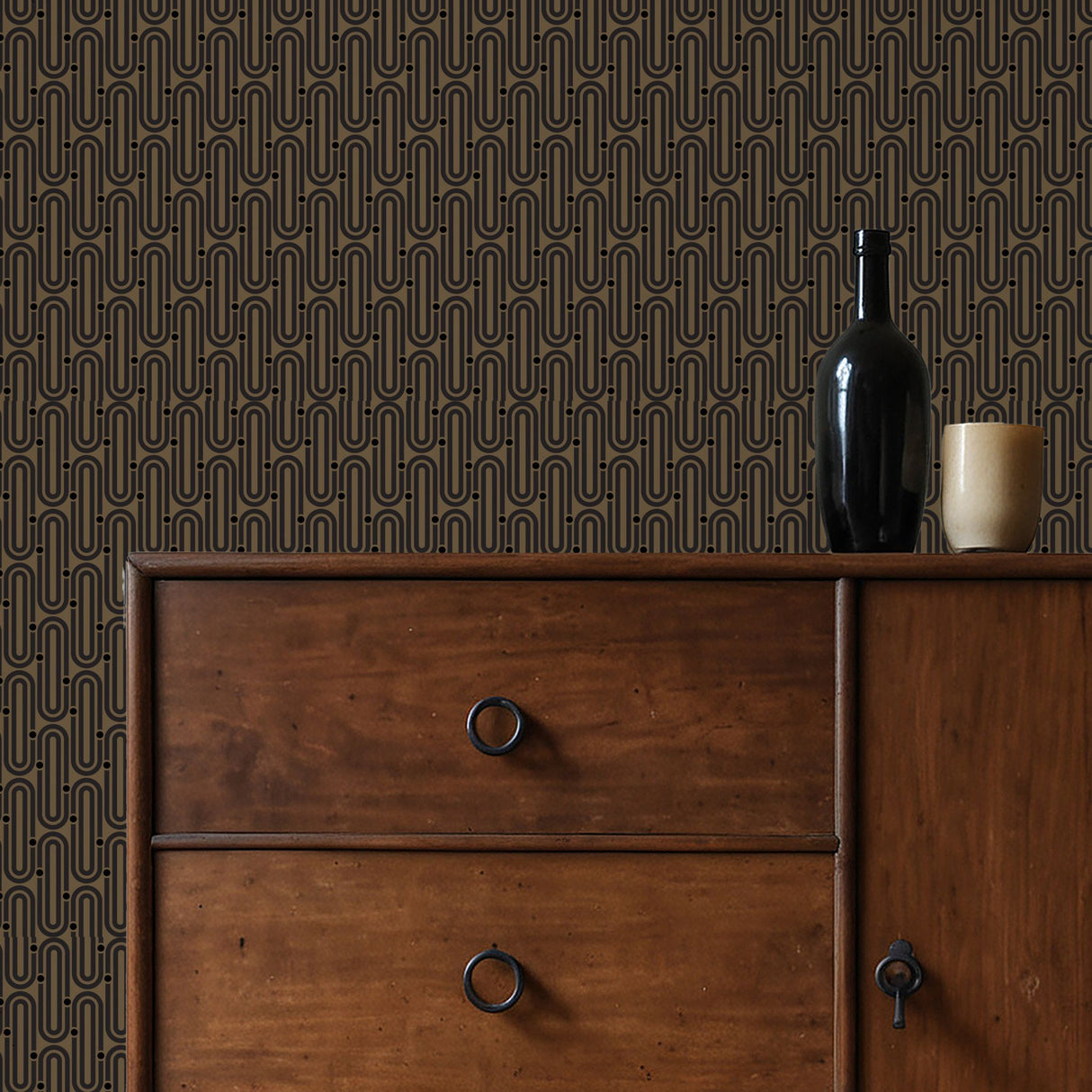 Brown Geometrical Ellipse Art Deco Wallpaper {Deco Mod} Wallpaper Sckribbles