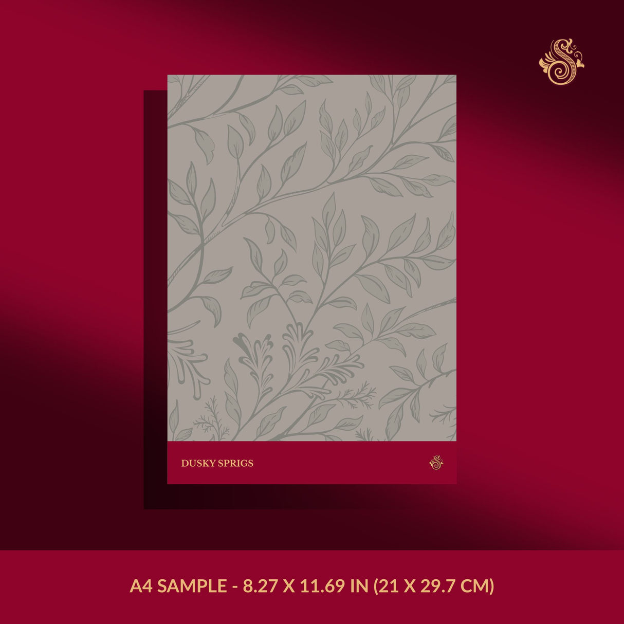 Twiggy Mist | Silver-Gray Elegant Floral Botanical Wallpaper Wallpaper Sckribbles Signature - Premium Non-Woven A4 Sample - 8.27 × 11.69 in (21 × 29.7 cm) Dusky Sprigs