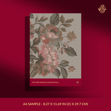 Neutral vintage floral wallpaper sample.