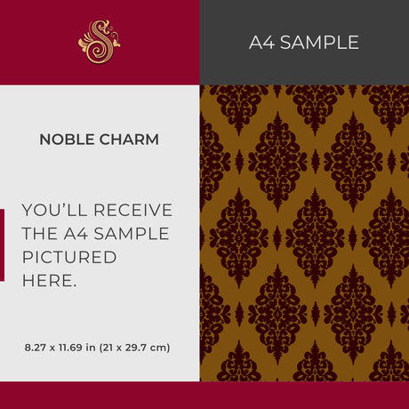 Ornate Grace | Vintage Opulent Regal Victorian Damask Wallpaper Wallpaper Sckribbles Signature - Premium Non-Woven A4 Sample - 8.3 × 11.7 in (21 × 29.7 cm) Noble Charm