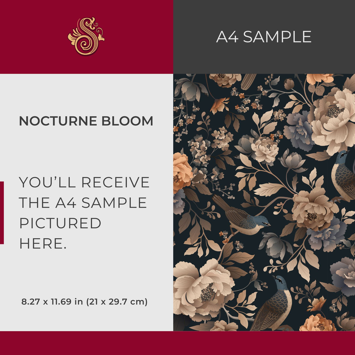 Nocturne Bloom | Dark Floral Moody Bird Wallpaper