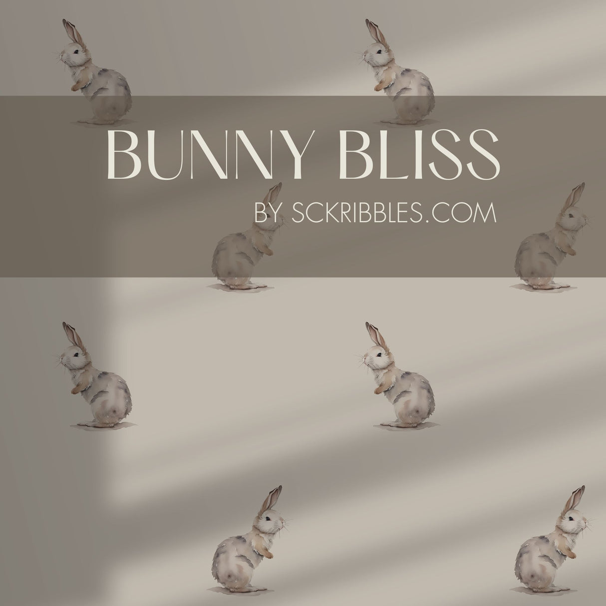 Sweet Cute Neutral Rabbit Nursery Wallpaper {Bunny Bliss} Wallpaper Sckribbles   