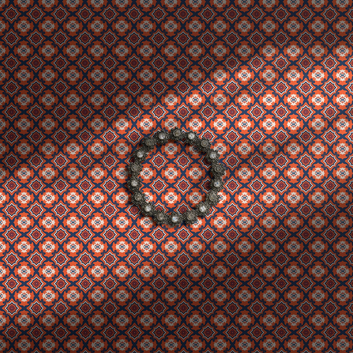 Orange and blue retro geometical wallpaper.