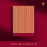 Orange terracotta wavy striped wallpaper sample.
