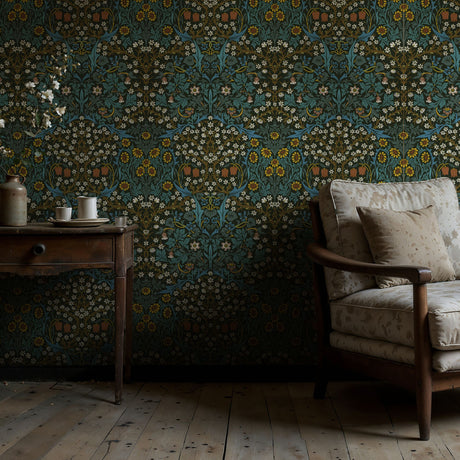 William Morris Wallpaper "Blackthorn" | Vintage Botanical Wallpaper Sckribbles