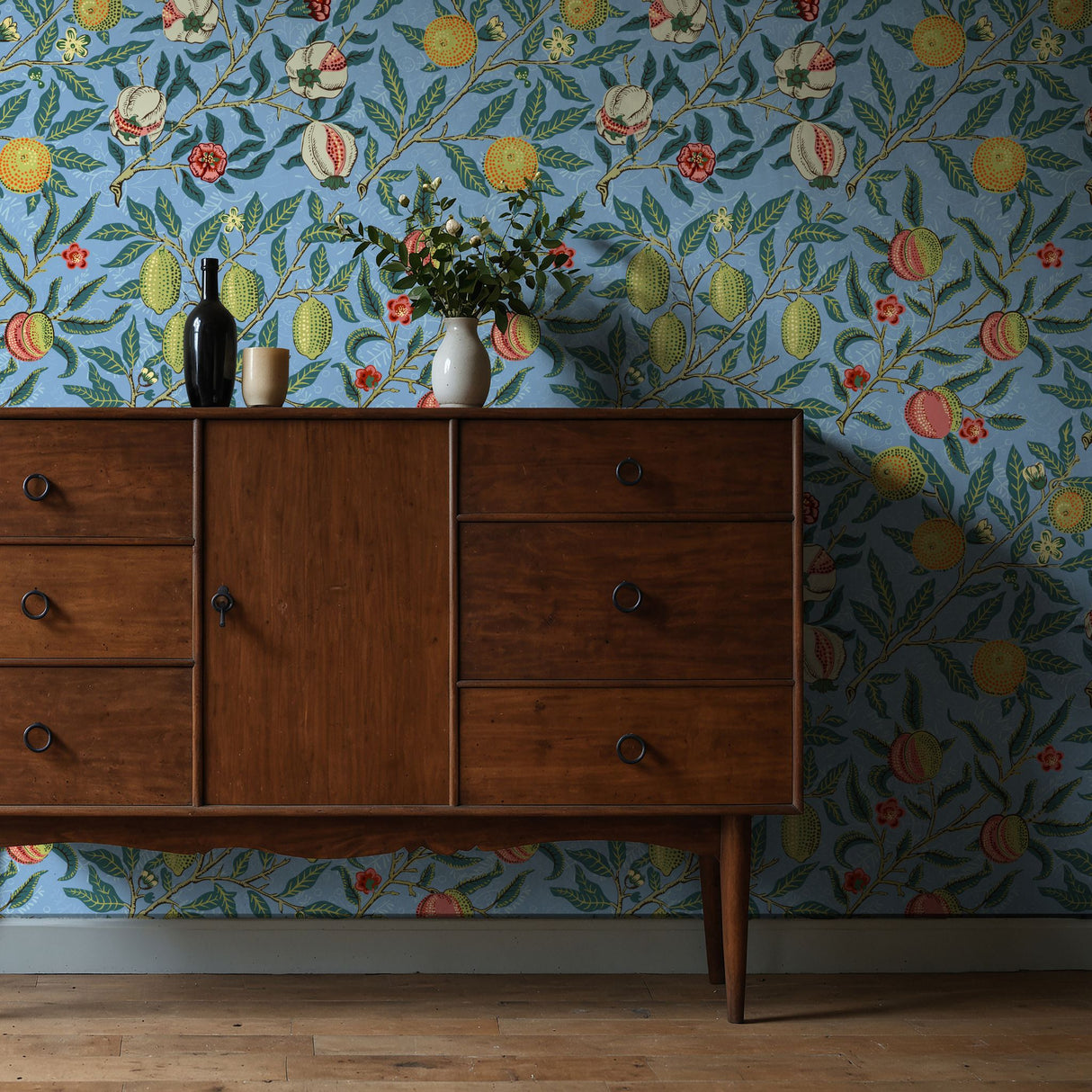 William Morris Wallpaper "Fruit" | Botanical Vintage Pomegranates Wallpaper Sckribbles