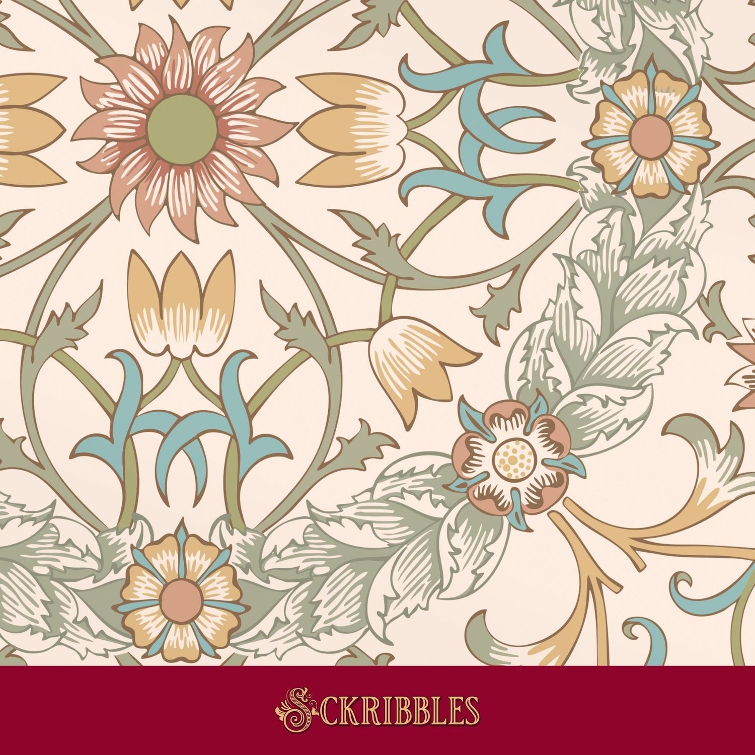 Neutral-toned original William Morris Ceiling wallpaper.